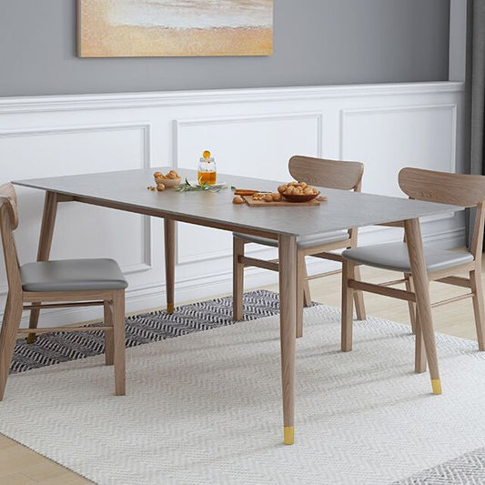 Rectangle Grey Tone Dining Table Sintered Stone Table Luxury Style with 4 Legs