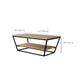 Mesa de centro de madera moderna de 19,68" de alto, mesa de cóctel con trineo de acero y estante