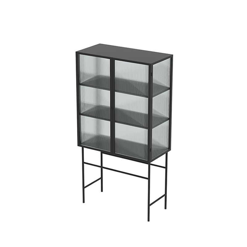 Puertas de vidrio de estilo moderno Mesa de buffet de metal con 2 puertas