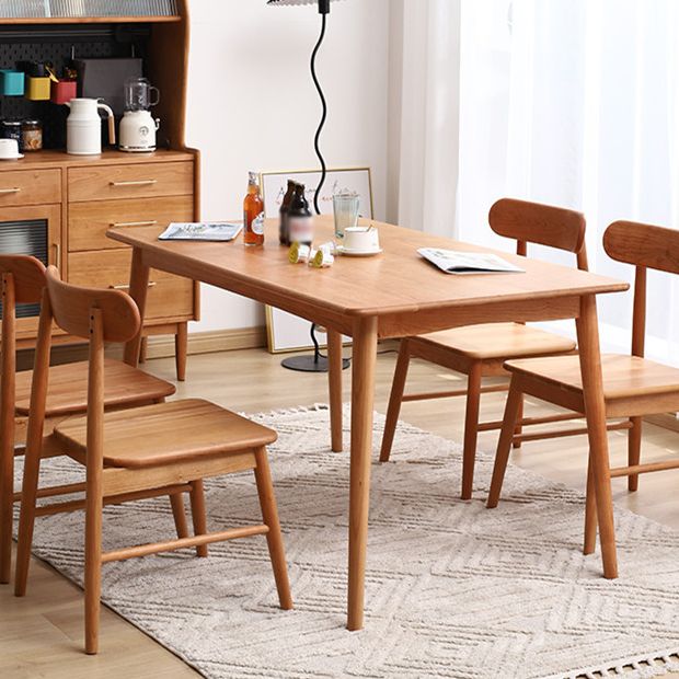 Contemporary Dining Table Cherry Solid Wood Table with 4 Legs for Kitchen Dinner Dining Room Clearhalo ' dining_table' 'Dining Tables & Seating' 'Dining Tables' 'furn' 'furn_dining_table' 'Furniture' 'furniture_dining_table' 'Kitchen & Dining Furniture' 'kitchen&dining_furn' 'kitchen' 'kitchen_dining_table' 1200x1200_3f78dcf0-e768-4190-8892-c026c85c4e87