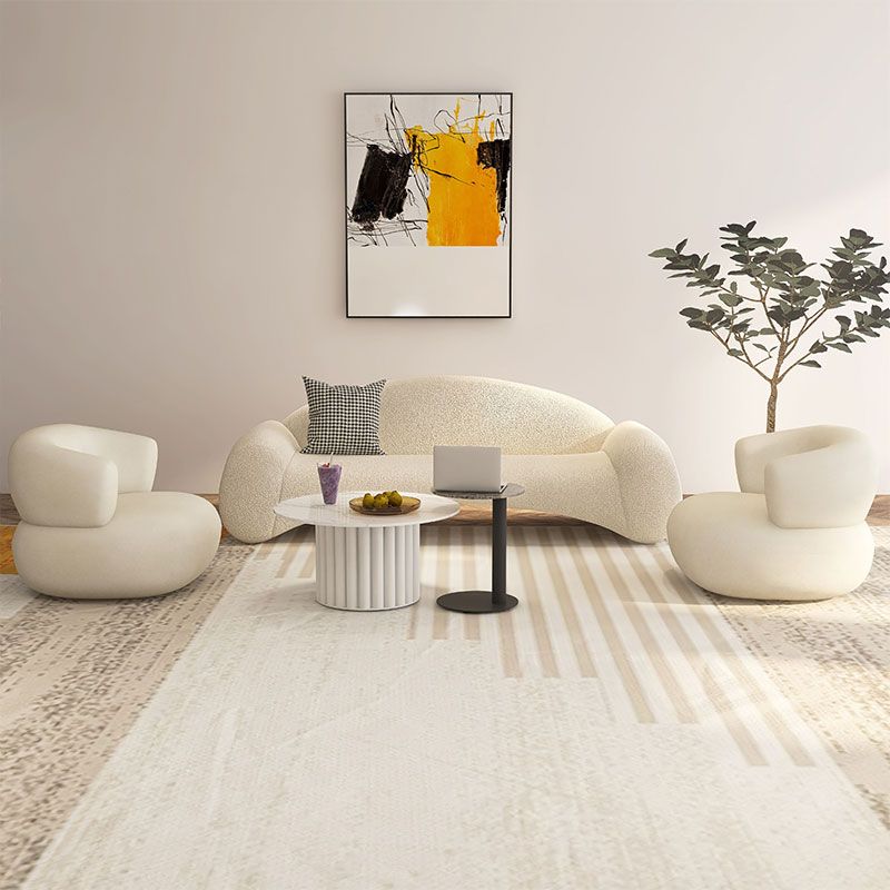 Contemporary Tight Back Sofa Couch Curved Settee Couch in White