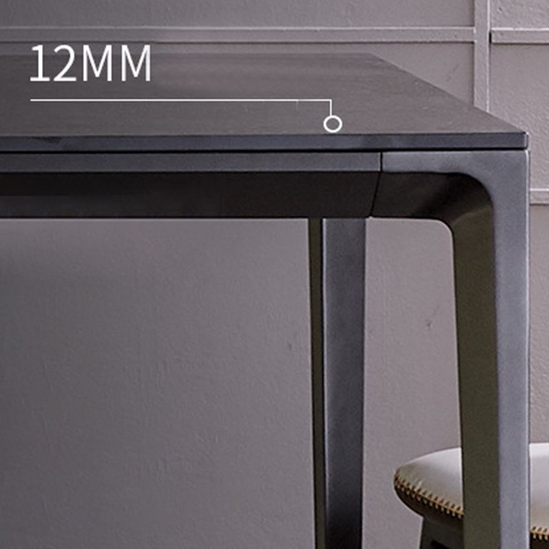 Simplicity Sintered Stone Dining Table Rectangular Table with Metallic Four-leg Clearhalo ' dining_table' 'Dining Tables & Seating' 'Dining Tables' 'Furniture' 'furniture_dining_table' 'Kitchen & Dining Furniture' 'kitchen&dining_furn' 'kitchen' 'kitchen_dining_table' 1200x1200_3f78e457-3543-4e5e-b383-981559b971f8