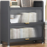Modern Stainless Steel Bookcase, Grey, Geometric Bookshelf for Any Room with Door