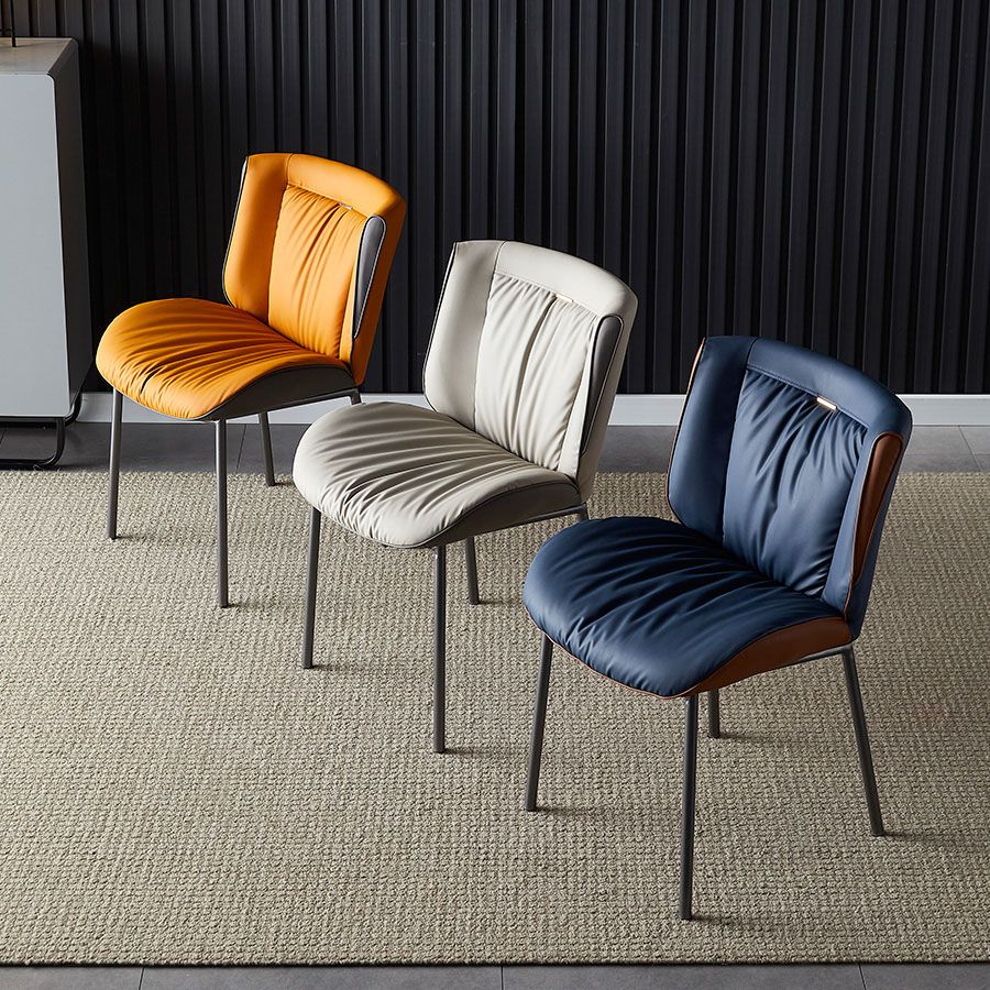 Indoor Industrial Side Chair Solid Back Metal Upholstered Dining Room Chair Clearhalo ' kitchen&dining_furn' 'Dining Chairs' 'Dining Tables & Seating' 'dining_chair' 'furn' 'furn_dining_chair' 'Furniture' 'furniture_dining_chair' 'Kitchen & Dining Furniture' 'kitchen' 1200x1200_3f7af009-3690-4e4d-8d8d-6ad106d25fcc