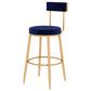 Glam Matte Finish Upholstered Bar Stools Coffee Shop Low Back Stool