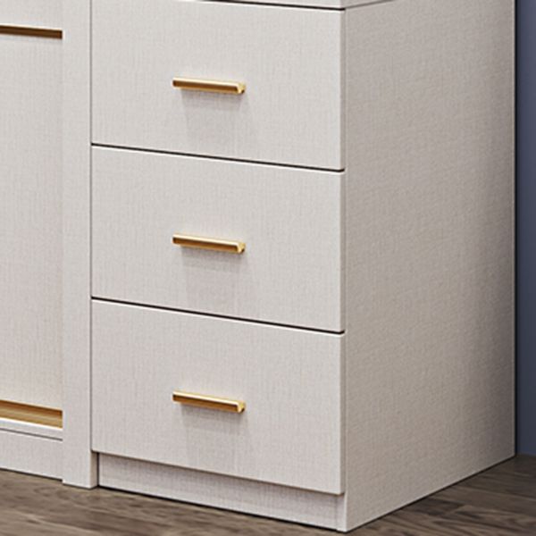 Modern Sliding Door Wardrobe for Bedroom White Cabinet with Drawers