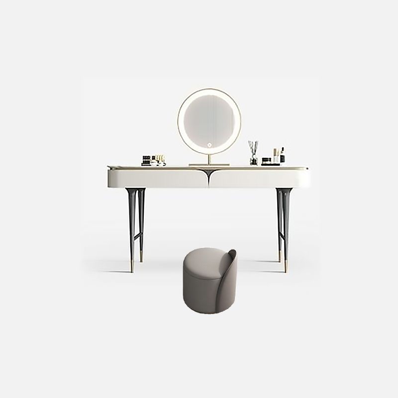 白い長方形のスレートトップドレッシングテーブル2/4引き出しドレッサー付き金属ベース