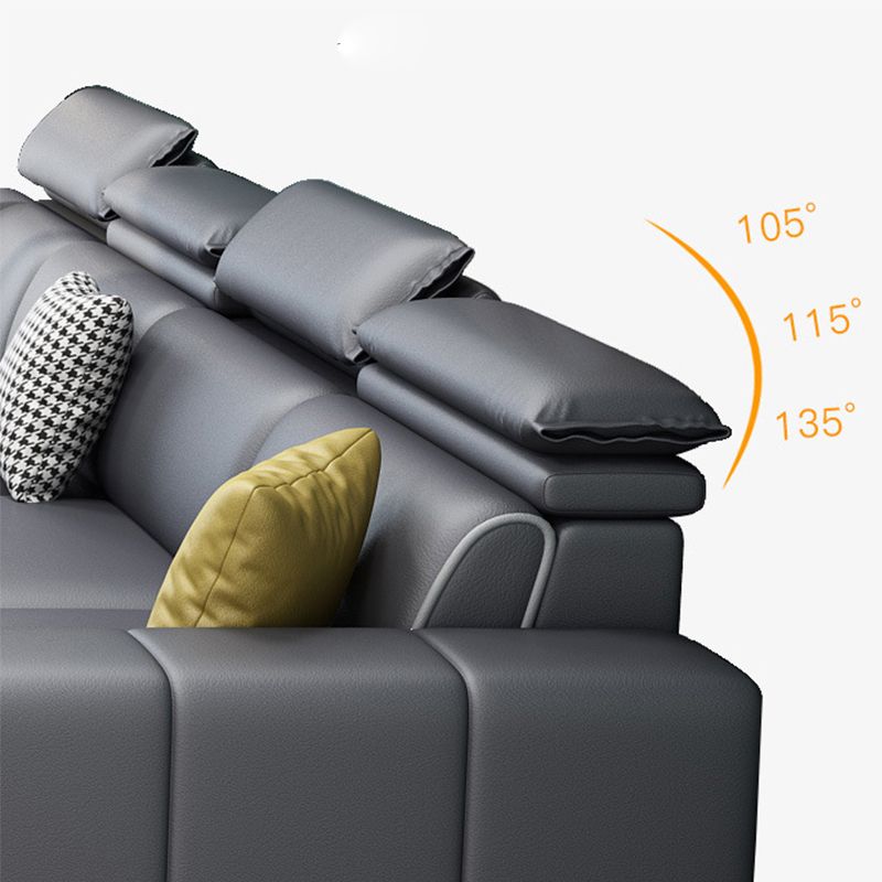 Adjustable Head Pillow Sectional with Square Arm,Faux Leather 4-Seater Sectional Clearhalo 'furn' 'furn_sectionals' 'Furniture' 'Living Room Furniture' 'Sectionals' 1200x1200_3f82a5cc-7bf6-4a56-a0a9-ccc9a92b4c89