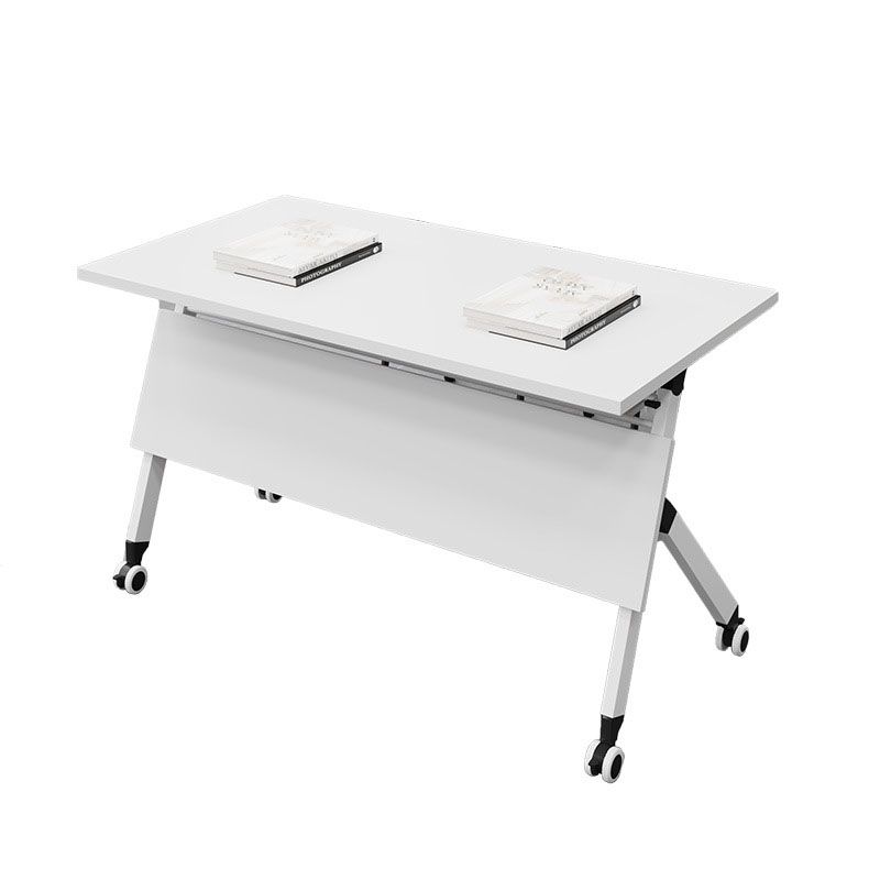 Escritorio de oficina de vidrio contemporáneo escritorio rectangular de escritura con ruedas de lanzadores