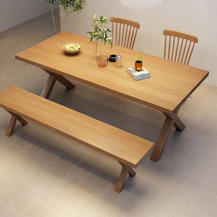 Industrial Dinner Table Rectangle Solid Wood Dinette Table in Brown