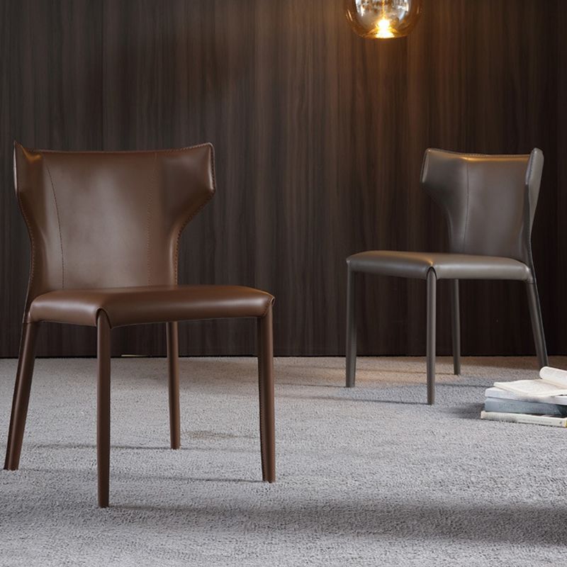 Contemporary Leather Dining Chair Wingback Side Chair for Restaurant Use Clearhalo 'Dining Chairs' 'Dining Tables & Seating' 'dining_chair' 'furn' 'furn_dining_chair' 'Furniture' 'Kitchen & Dining Furniture' 1200x1200_3f86f3e7-ea73-4b59-b28c-6a82026cb8b9