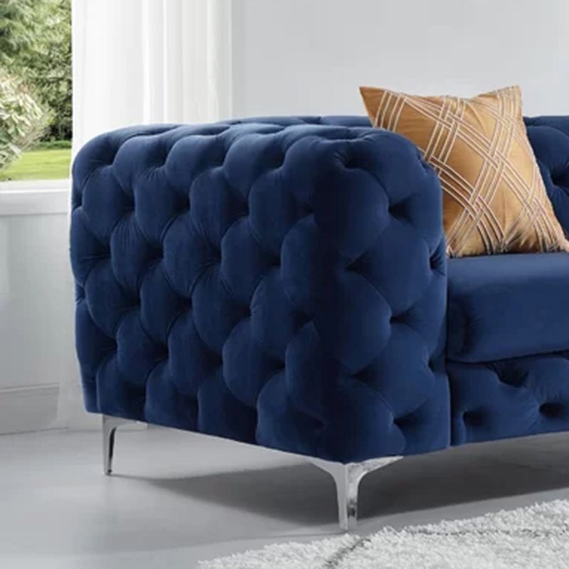 Divano stazionario a braccio di smoking 31,50 "divano in velluto H con back-back trapuntato