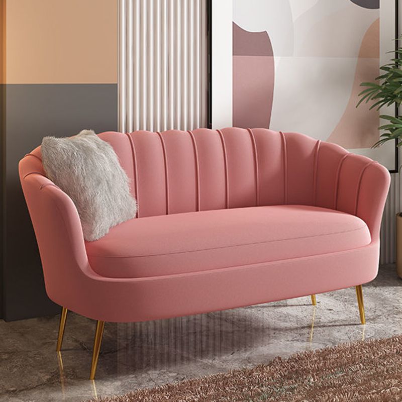 Glam Living Room Velvet Sofa Sewn Pillow Back Settee with Brass Legs Clearhalo 'Furniture' 'furniture_sofas' 'Living Room Furniture' 'Sofa' 'sofas' 1200x1200_3f88de19-a12b-4588-911b-e1f8780f4507