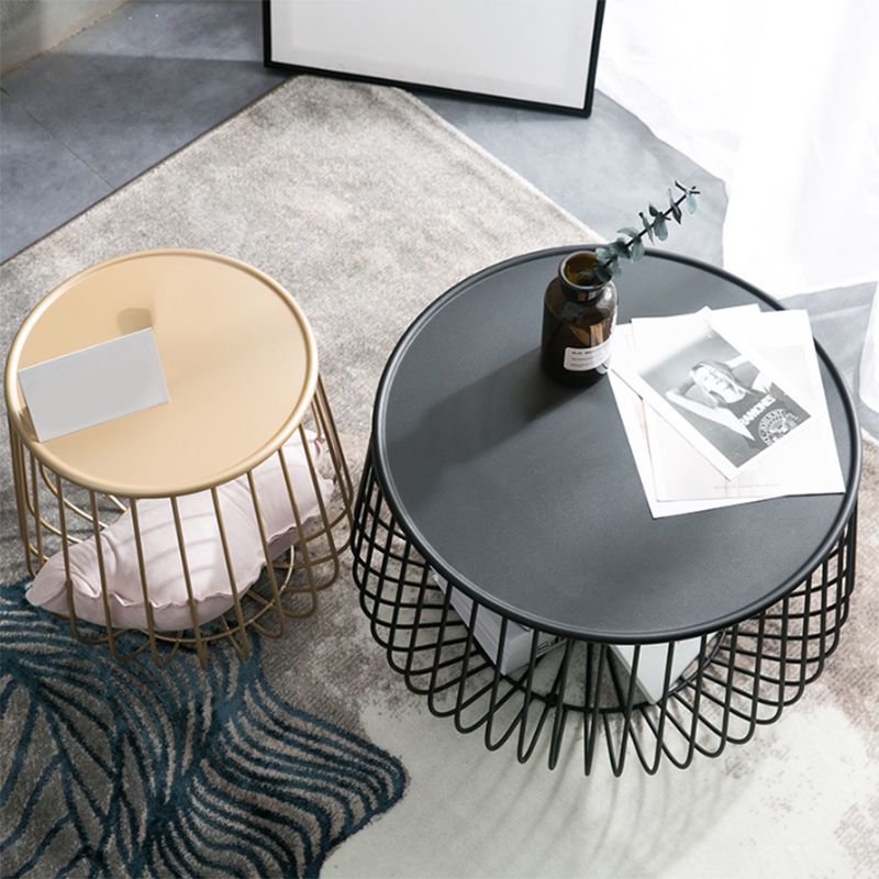 Metal Round Frame Coffee Table Set Mid Century Iron Simple Cocktail Table