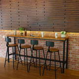 Modern Bar Table Set 1/5 Pieces Rectangle Pine Wood Counter Table with Stools