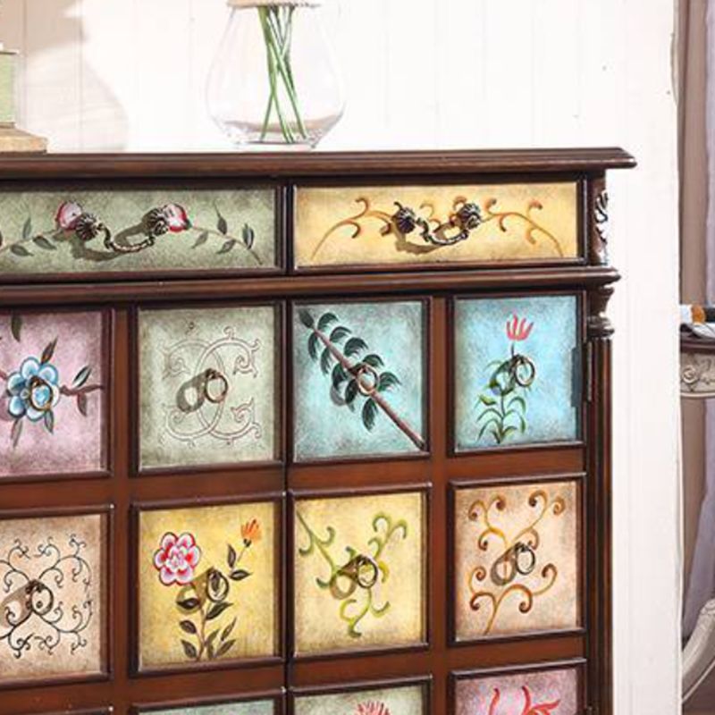 Industrial Solid Wooden Accent Cabinet with 2 Drawers and 2 Doors