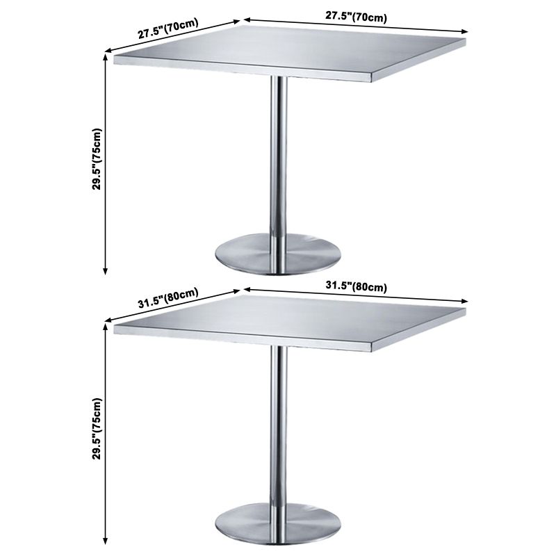 Industrial Square Dining Table Stainless Steel Table with Pedestal Base Clearhalo ' dining_table' 'Dining Tables & Seating' 'Dining Tables' 'furn' 'furn_dining_table' 'Furniture' 'furniture_dining_table' 'Kitchen & Dining Furniture' 'kitchen&dining_furn' 'kitchen' 'kitchen_dining_table' 1200x1200_3f8b9c37-68fd-4fa7-ac0c-717e2a712ad0