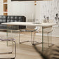 Rectangular Dining Table Modern Wood Tabletop with Acrylic Double Pedestal Base