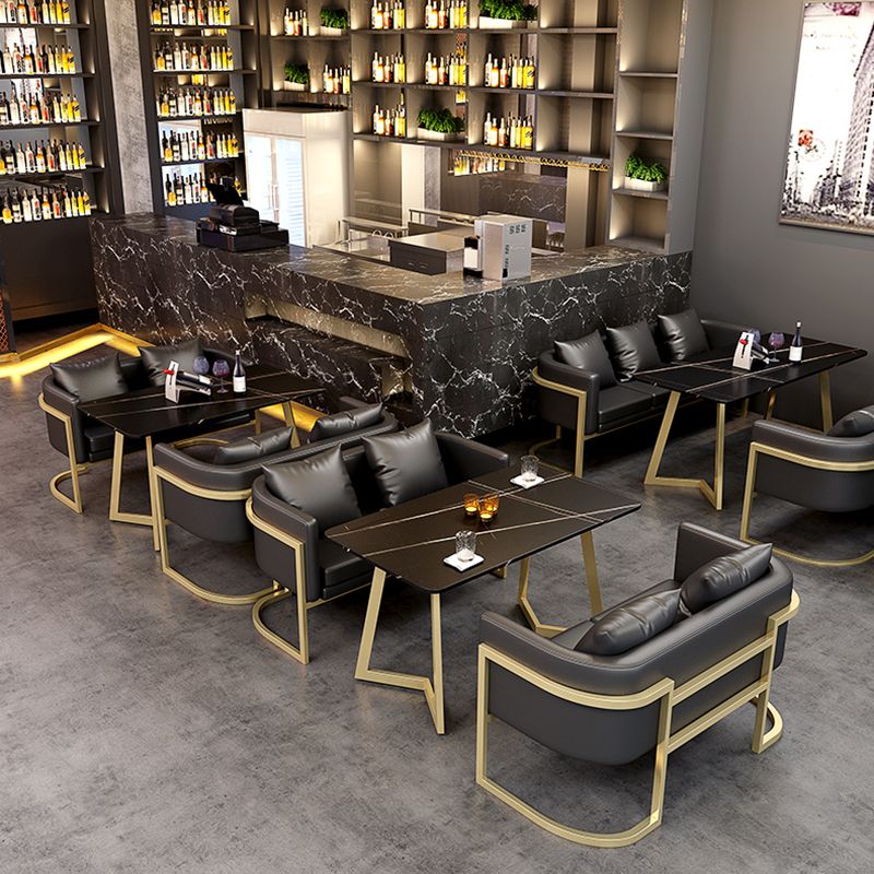 Industrial Style Sintered Stone Dinner Room Kitchen Table Black Table with Gold Frame Clearhalo ' dining_table' 'Dining Tables & Seating' 'Dining Tables' 'furn' 'furn_dining_table' 'Furniture' 'furniture_dining_table' 'Kitchen & Dining Furniture' 'kitchen&dining_furn' 'kitchen' 'kitchen_dining_table' 1200x1200_3f8d473d-45a4-4938-922a-ce9d9fce8dba