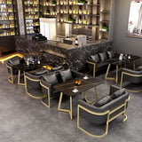 Industrial Style Sintered Stone Dinner Room Kitchen Table Black Table with Gold Frame Clearhalo ' dining_table' 'Dining Tables & Seating' 'Dining Tables' 'furn' 'furn_dining_table' 'Furniture' 'furniture_dining_table' 'Kitchen & Dining Furniture' 'kitchen&dining_furn' 'kitchen' 'kitchen_dining_table' 1200x1200_3f8d473d-45a4-4938-922a-ce9d9fce8dba