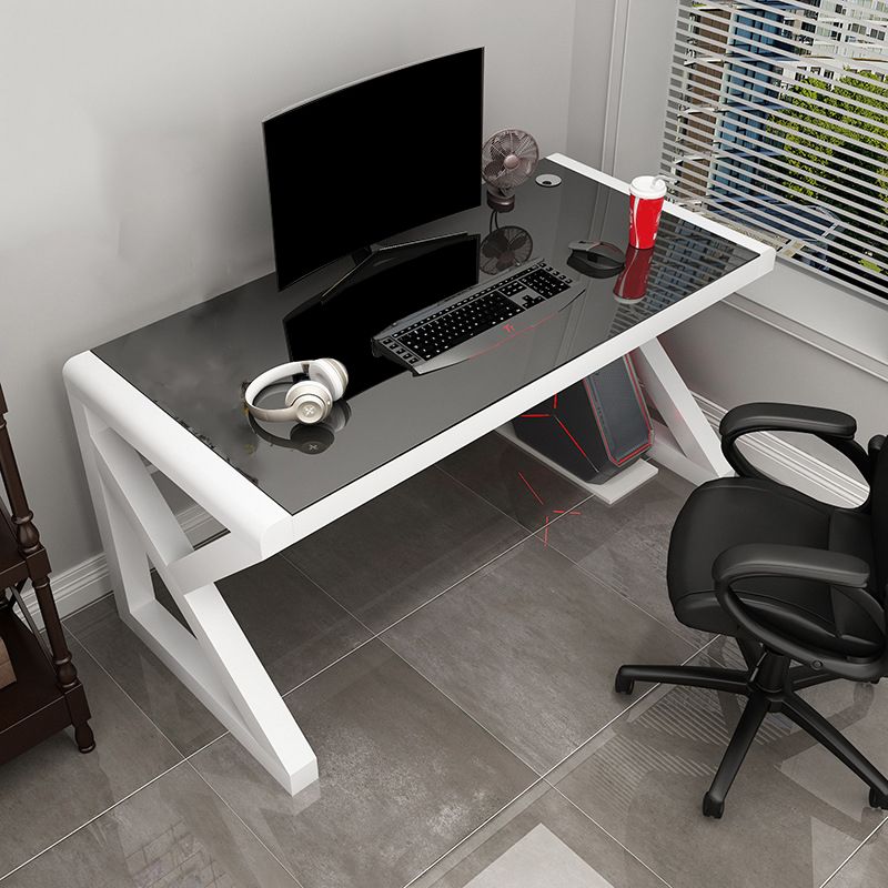 Hedendaags glazen rechthoekige gaming -bureau gespiegeld schrijfbureau voor thuis