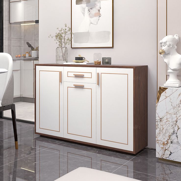 Pinie en bois d'ingénierie blanche étagère réglable moderne crédenza avec tiroir