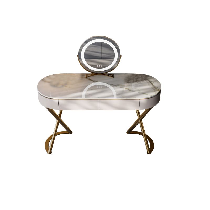 Tavolo da vanità a specchio illuminato set lussuoso tavolo da toeletta da top in pietra