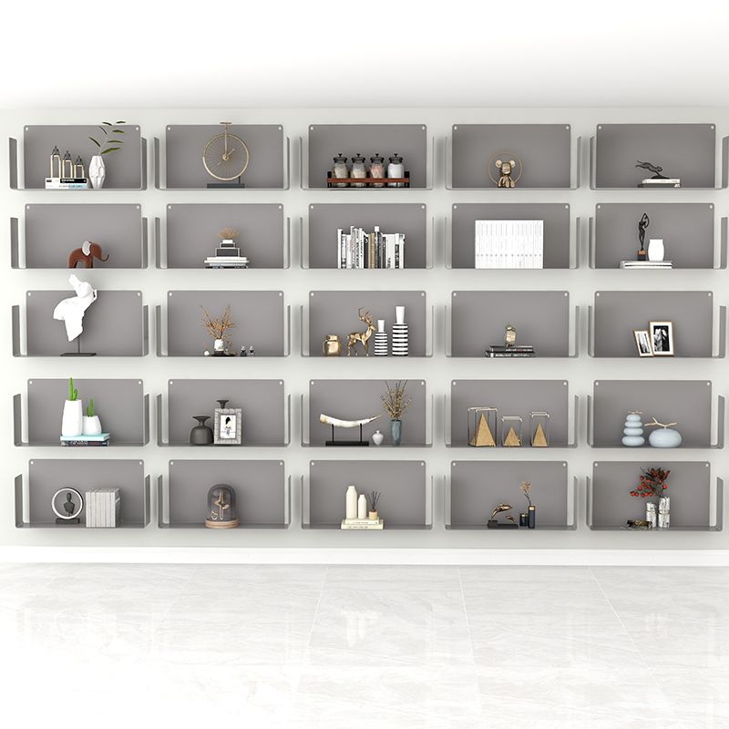Closed Back Modern Style Bookcase Metal Wall Mounted Bookshelf for Home Office