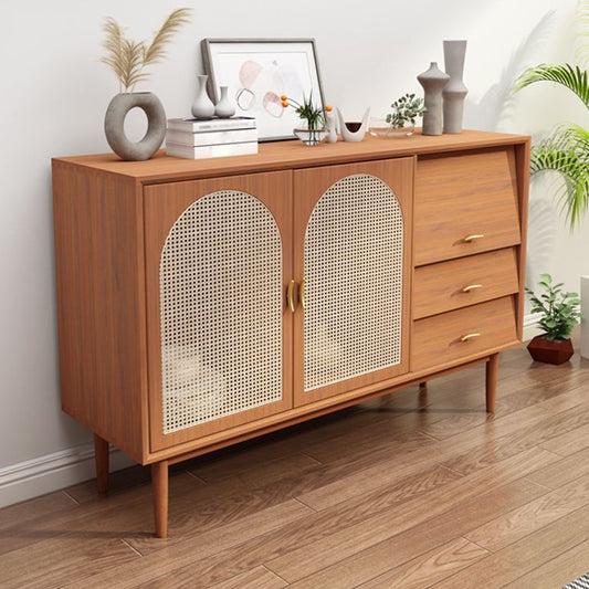 Sideboard contemporanea porte di rattan in altezza in legno di altezza da 36 pollici per soggiorno