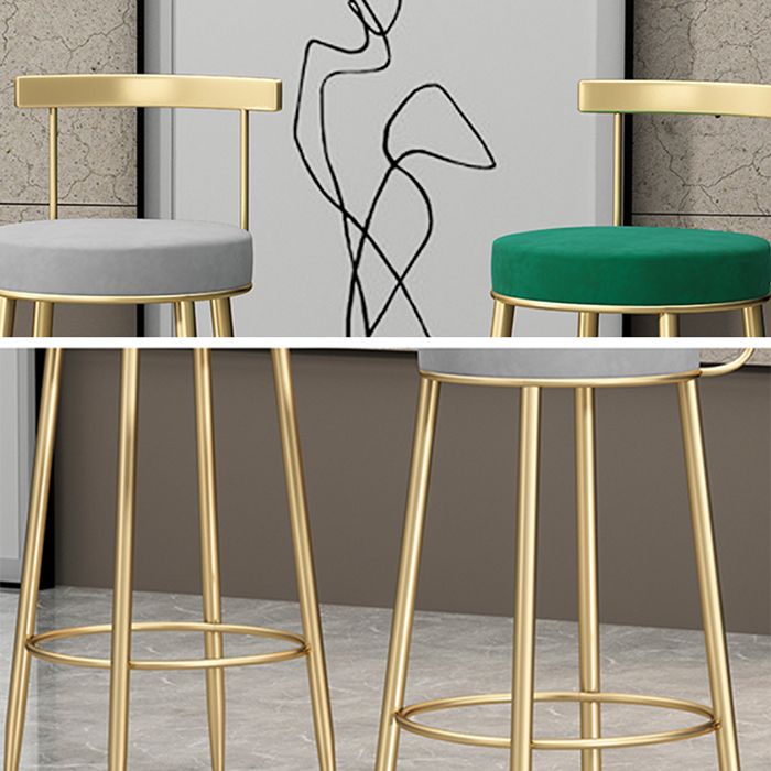 Glam Style Backrest Counter Stool Iron Cafe Bar Stool with Velvet Cushion and Pedal Clearhalo 'Bar Furniture' 'Bar Stools' 'bar_stools' 'furn' 'furn_bar_stools' 'Furniture' 'furniture_bar_stools' 'Kitchen & Dining Furniture' 1200x1200_3f967d87-d348-4644-90f0-0bcdfef65959