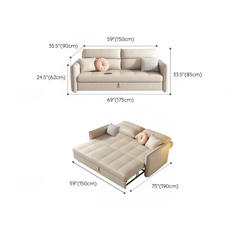 33"H Scandinavian Sofa Bed White Cushion Back Sleeper Sofa with Storage Clearhalo 'furn' 'furn_futons' 'Furniture' 'Futons & Daybeds' 'Futons' 'Living Room Furniture' 1200x1200_3f97f089-9224-4c77-aa47-413f351ed01c