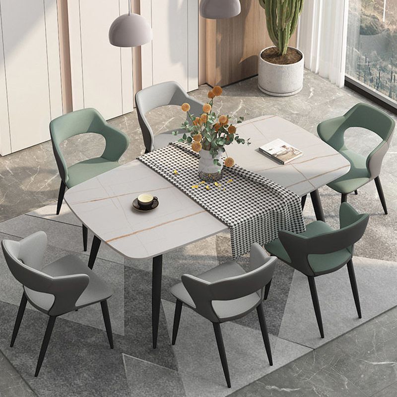 Metal Modern Indoor Side Chair with Arms Matte Finish Open Back Dining Chair Clearhalo 'Dining Chairs' 'Dining Tables & Seating' 'dining_chair' 'furn' 'furn_dining_chair' 'Furniture' 'Kitchen & Dining Furniture' 1200x1200_3f9880b8-3726-4f72-bc58-94f2ace49057