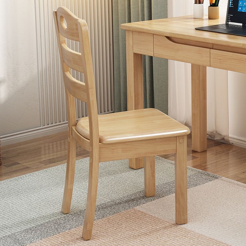 Solid Wood Dining Chair Industrial Style Ladder Back Armless Chair