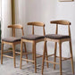 Scandinavian Upholstered Bar Stools Solid Wood Stool with Footrest