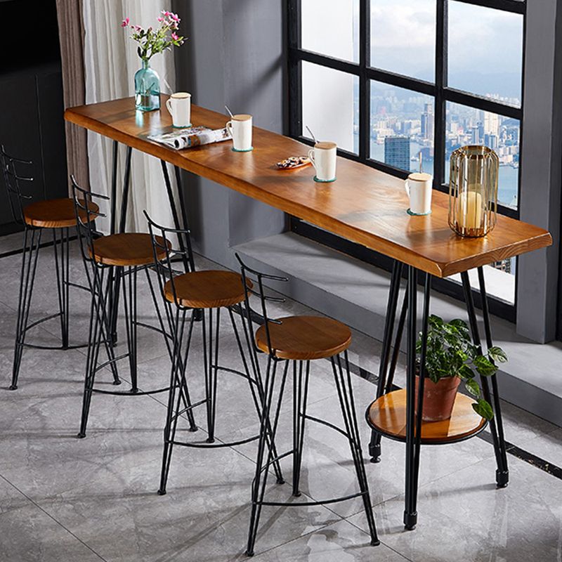 Table de bar de style industriel Table de pub rectangulaire en bois massif en marron
