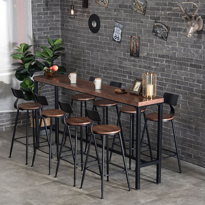 Wood Cocktail Bar Table with Rectangle Table Top Black Trestle Table - 41.3" H Clearhalo 'Bar Furniture' 'Bar Tables' 'bar_tables' 'furn' 'furn_bar_tables' 'Furniture' 'furniture_bar_tables' 'Kitchen & Dining Furniture' 1200x1200_3f9d6f9b-5c2f-48f0-8a7e-c9d052dc15df