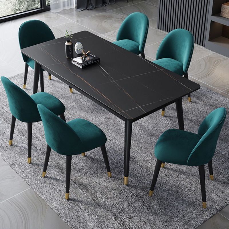 Rectangle 4 Legs Dining Table Modern Dining Room Table of Sintered Stone Clearhalo 'Dining Tables & Seating' 'Dining Tables' 'dining_table' 'furn' 'furn_dining_table' 'Furniture' 'Kitchen & Dining Furniture' 1200x1200_3f9fa3b9-423c-4d08-ab54-9de4c0ae2d3f