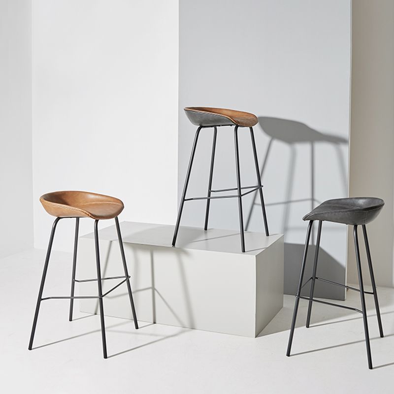 Industrial Iron Distressed Quilted Barstool Indoor Tall Stool with Leather Seat Clearhalo 'Bar Furniture' 'Bar Stools' 'bar_stools' 'furn' 'furn_bar_stools' 'furniture_bar_stools' 'Kitchen & Dining Furniture' 'kitchen&dining_furn' 'kitchen' 'kitchen_furn' Furniture' 1200x1200_3fa04453-7b77-46be-be52-4f240a1e9df8