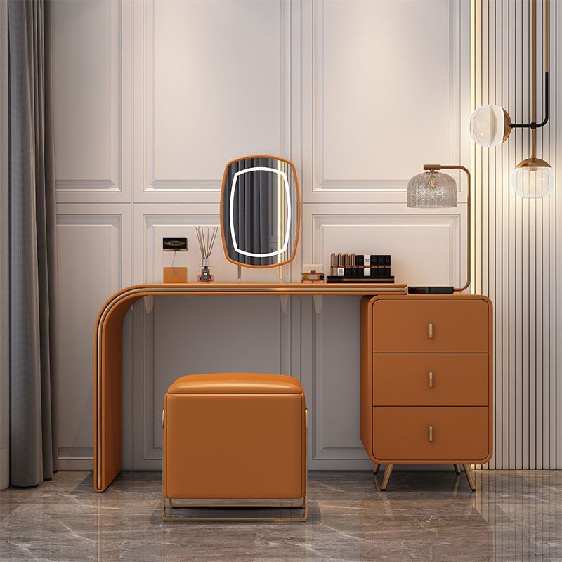 Leather Makeup Vanity Desk Lighted Mirror Makeup Vanity Desk Table