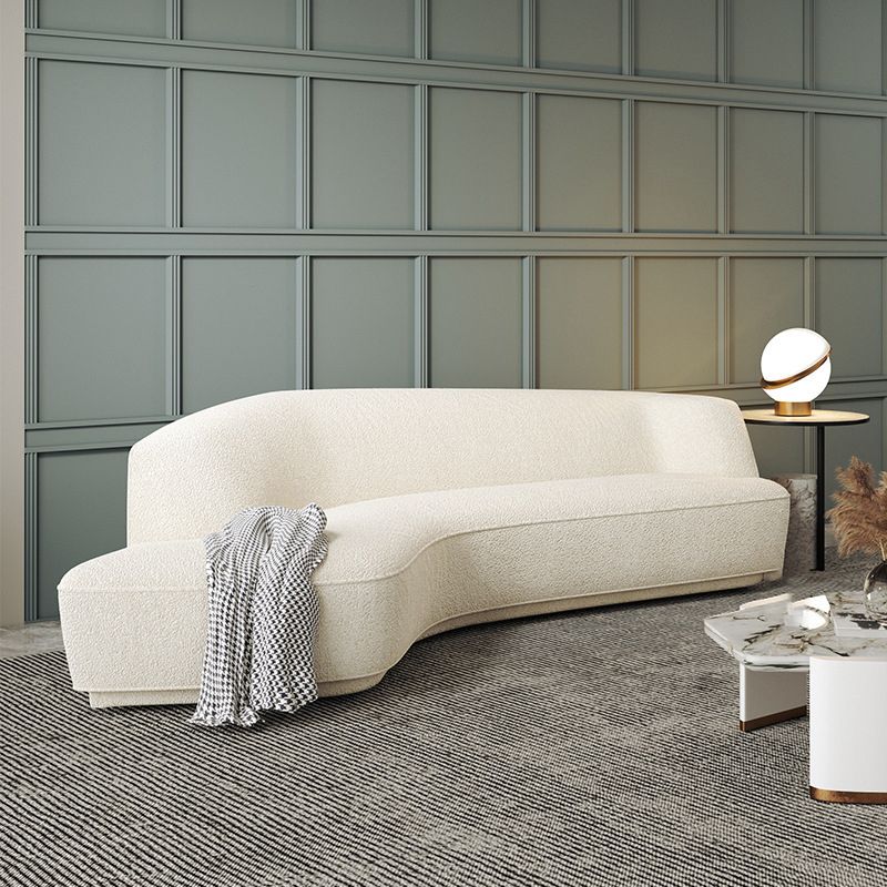 Sloped Arm Sofa Wool Modern Style Curved Sofa for Living Room