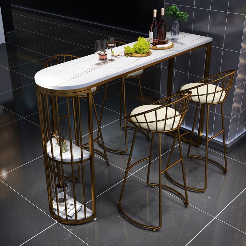 Double Pedestal Modern Counter Height Dining Table Storage Indoor Bistro Bar Table Clearhalo 'Bar Furniture' 'Bar Tables' 'bar_tables' 'furn' 'furn_bar_tables' 'Furniture' 'furniture_bar_tables' 'Kitchen & Dining Furniture' 'kitchen&dining_furn' 'kitchen' 1200x1200_3fa44f79-0f06-40a7-b581-e47638b93737