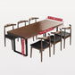 Industrial Solid Wood Rectangle Shape Dining Furniture 2 Wood Legs Table Formal for Home Clearhalo 'Dining Room Sets' 'Dining Tables & Seating' 'dining_room_set' 'furn' 'furn_dining_room_set' 'Furniture' 'furniture_dining_room_set' 'Kitchen & Dining Furniture' 'kitchen&dining_furn' 'kitchen' 1200x1200_3fa56264-3004-4dd5-8e74-9539742db9bd