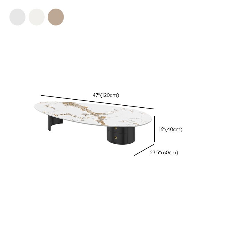 2 Legs Single Coffee Table Slate Oval Coffee Table with Storage
