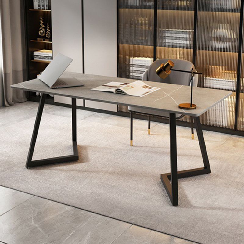Contemporary Style Sintered Stone Desk Metal Sled Base Office Desk Clearhalo 'furn' 'furn_office_desk' 'Furniture' 'Office Desks' 'Office Furniture' 'office_desk' 1200x1200_3fa768c0-0e9c-4985-812e-125a0247b6f5
