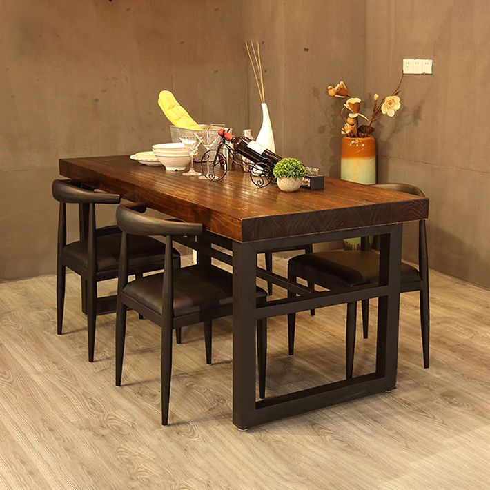 Industrial Style Solid Wood Dining Table Brown Rectangle Table with Trestle Base for Dinning Room Clearhalo ' dining_table' 'Dining Tables & Seating' 'Dining Tables' 'furn' 'furn_dining_table' 'Furniture' 'furniture_dining_table' 'Kitchen & Dining Furniture' 'kitchen&dining_furn' 'kitchen' 'kitchen_dining_table' 1200x1200_3fa82422-db23-4f01-b90c-3c0fa068cdaf