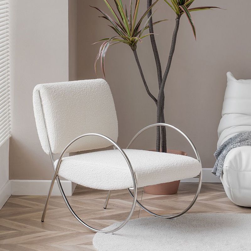 Platta per accento rotondo contemporaneo Platta sedia a braccio posteriore fisso bianco per soggiorno