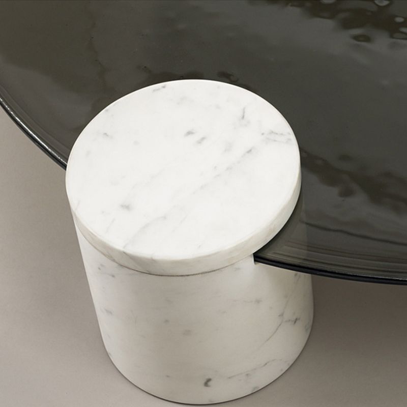 1 table basse moderne simple en verre/marbre, table de cocktail ronde