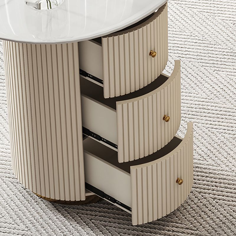 Scrivania di scrittura a forma irregolare scrivania bianca con 3 cassetti