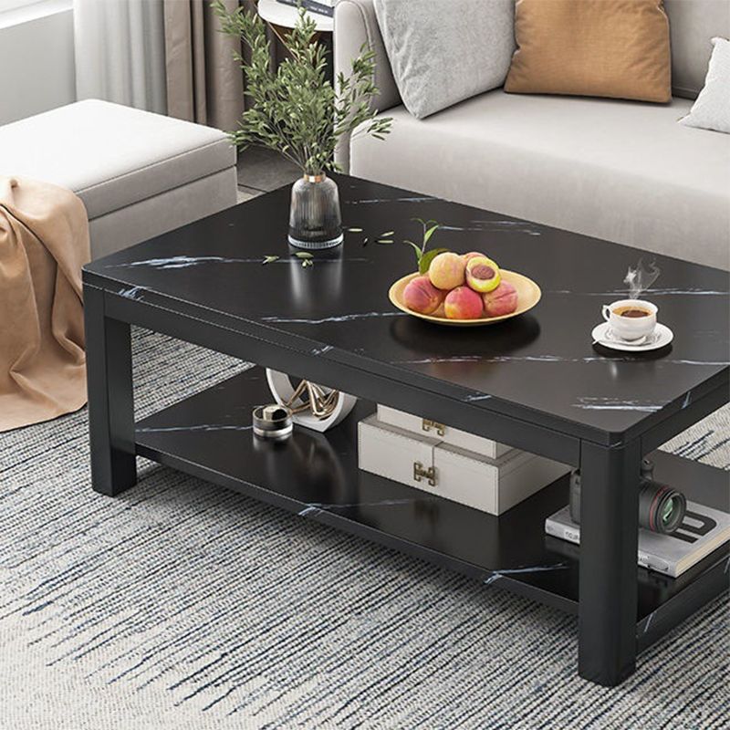4 Legs Base Design Rectangular Glass/wood Table Modern Style Coffee Table