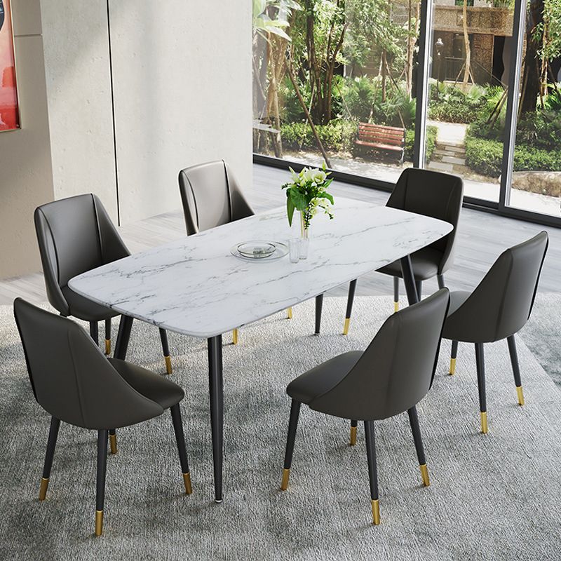Luxurious Upholstered Armless Chair Leather Chair with Metal Base for Dining Room